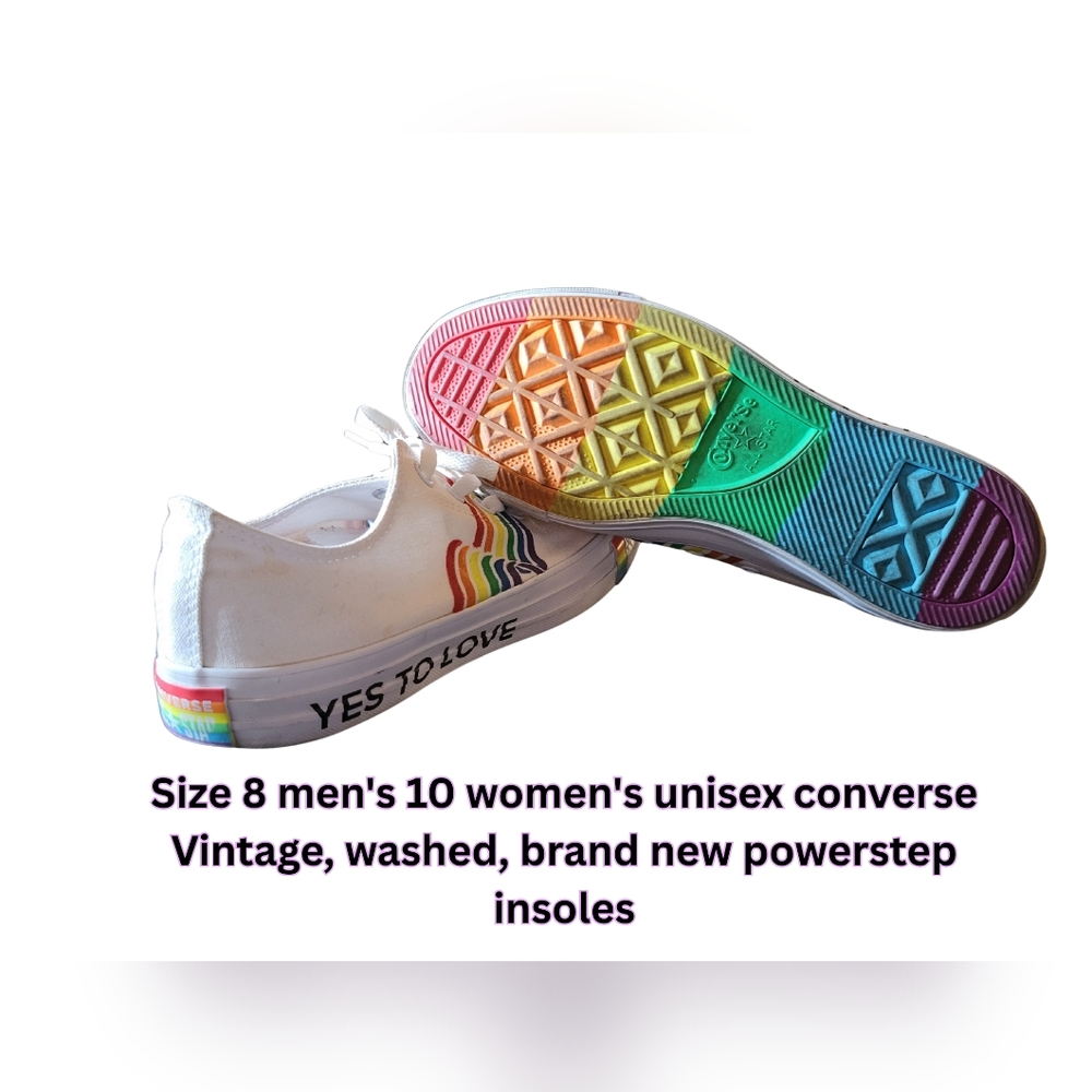 Converse All Star Vintage PRIDE Shoes, “Yes to Love”,  Rainbow Soles New Inserts